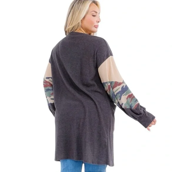 697:  A. GAIN NEW PLUS CARDIGAN CHARCOAL (C1) - Picture 2 of 2